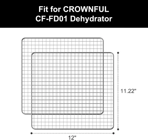 Vista 2 de CROWNFUL Bandejas para máquina deshidratadora de alimentos de acero inoxidable, acero inoxidable de grado alimenticio, secadora para carne seca