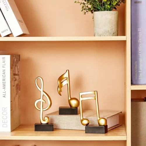 Vista 9 de Music Note Decor Gifts Musical Figurine Modern Statue Sculpture Table Centerpiece Crafts Gold Home Arts, Piano Note Sculpture Home Arts. (C Style)