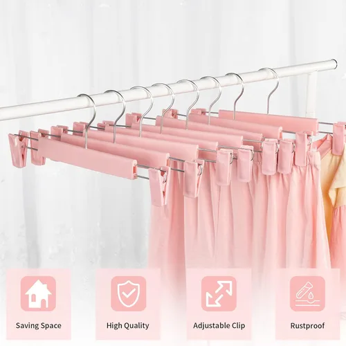Vista 2 de Lamitocs Skirt HangersPants Hangers with Clips360 Swivel Hooks Space Saving Hangers for Pants, Skirts, Clothes, Jeans (20Pack, Pink)