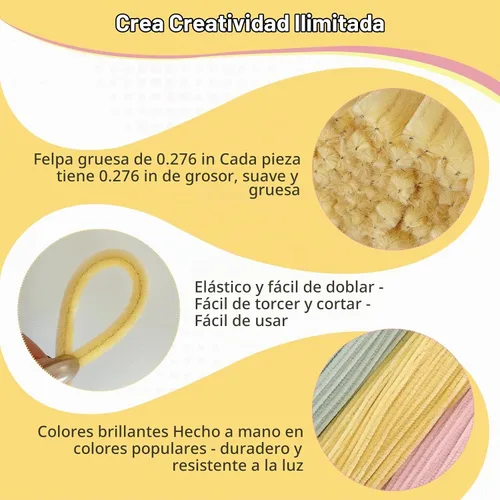 Vista 3 de 500 unidades de limpiapipas a granel, tallos de felpilla de 12 pulgadas en Macarons