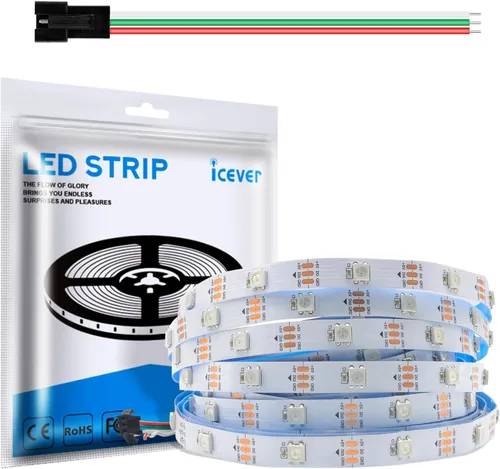 Vista 12 de Tira de luces LED WS2812B de 16.4 pies, 5 V, 150 LED RGB IC 5050SMD direccionables individuales – PCB negro flexible IP30-30LEDs/m MagicRGB Dream