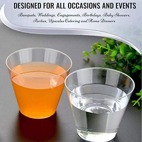 Vista 6 de Kaya Vasos de fiesta transparentes de alta calidad, 5 onzas (paquete de 20 unidades), elegantes vasos de plástico, perfectos para fiestas, bodas