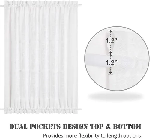 Vista 3 de PONY DANCE Juego de cortinas de ventana para puerta con cortina blanca transparente para puerta.