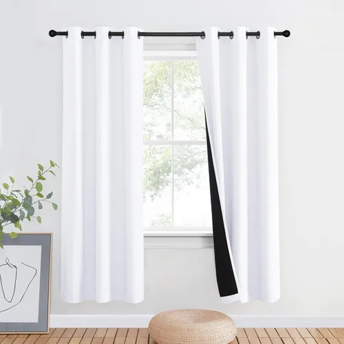Vista 167 de NICETOWN Cortinas 100 % opacas con aislamiento térmico, panel de cortina deslizante de rendimiento que reduce el ruido con forro negro, bloqueo