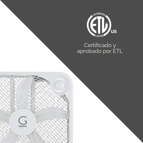 Vista 6 de Genesis Ventilador de caja de 20 pulgadas, 3 ajustes, tecnología de refrigeración máxima, asa de transporte, blanco (G20BOX-WHT)