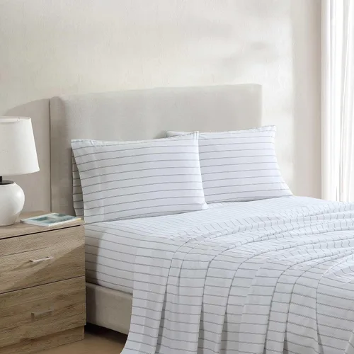 Vista 41 de Nautica - Sábanas, juego de ropa de cama de percal de algodón con funda de almohada a juego, vigorizante y fresco, bolsillo profundo