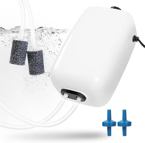 Vista 9 de Bomba de aire para acuario AQUANEAT para tanque de 20-210 galones, burbujeador de aire para peces, aireador de oxígeno hidropónico ajustable