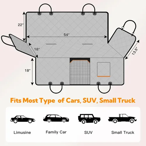 Vista 8 de Kytely Funda de asiento de automóvil para perro, hamaca de perro resistente 600D para automóvil con solapa lateral, funda de asiento trasero