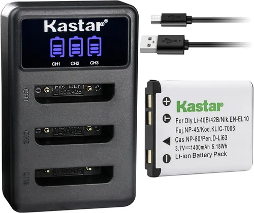 Vista 8 de Kastar Cargador de batería USB triple LCD compatible con Sanyo Xacti VPC-T1495, Xacti VPC-T1496, Xacti VPC-TP1000, HP (Hewlett Packard) PW460t
