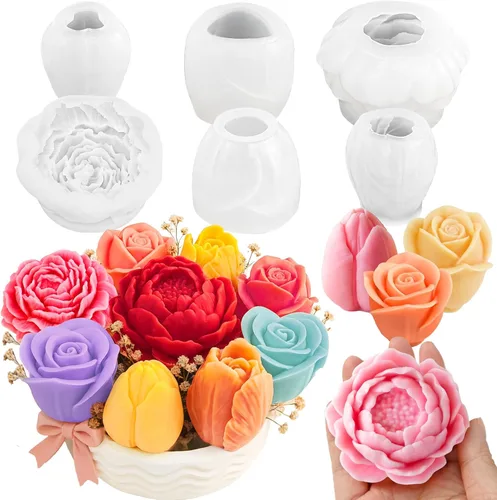 Vista 16 de Moldes para velas con forma de corazón, moldes de silicona de ángel bebé en flor para hacer velas, DIY jabón de flores aromaterapia fundición