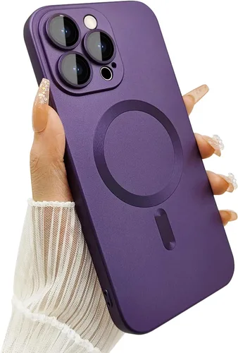 Vista 30 de ankofave Funda magnética para iPhone 15 para mujer, diseño de brillo metálico suave mate con protector de lente de cámara, compatible con Magsafe