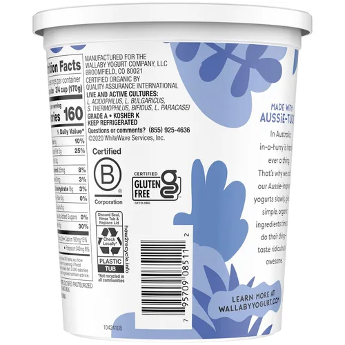 Vista 12 de Wallaby Organic Yogur de leche entera griega australiana, liso, 32 onzas, orgánico USDA