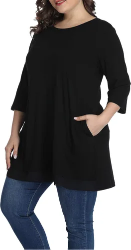 Vista 3 de Shiaili - Blusas de tallas grandes para mujeres, camisetas tipo túnica largas para combinar con leggings