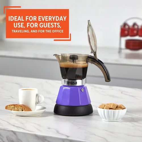 Vista 7 de IMUSA Cafetera Eléctrica de Espresso de 3 o 2 Tazas, Morado