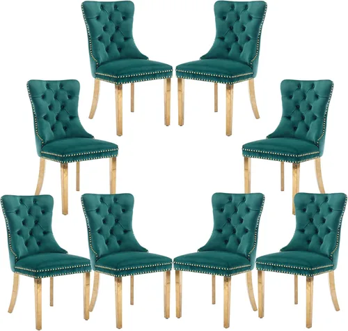 Vista 73 de Rhomtree Silla de comedor copetuda moderna de terciopelo para comedor, sillas de comedor tapizadas con diseño de remache de clavo, anillo trasero