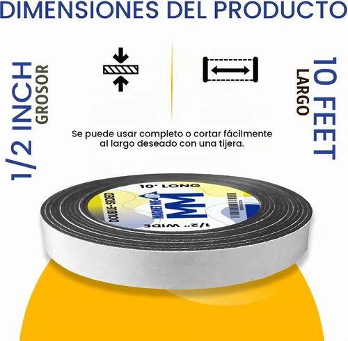 Vista 2 de Tiras de cinta magnética autoadhesivas de doble cara, rollo resistente