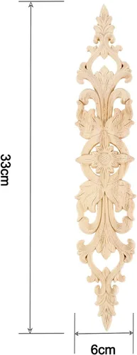 Vista 2 de MUXSAM 1 apliques largos tallados en madera para muebles, calcomanías de tallado de madera sin pintar para pared, armario, espejo, repisa, puerta