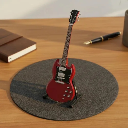 Vista 2 de Réplica de guitarra en miniatura. Regalo pequeño de madera para amantes de la música, 10 pulgadas