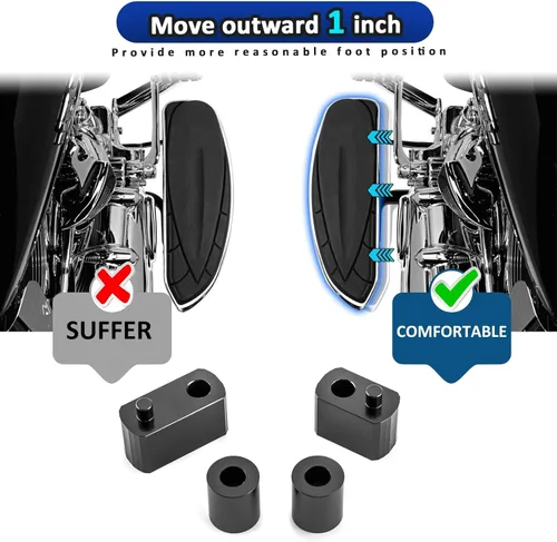 Vista 2 de Wsays Espaciadores de extensión de suelo de 1 pulgada, kit de extensores de suelo compatible con Harley Touring Electra Street Road Glide Road King