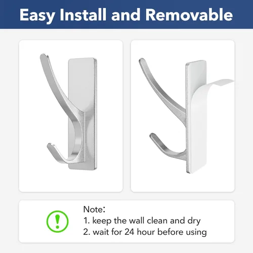 Vista 4 de Ganchos adhesivos para colgar, extra resistentes (máximo 13 libras), para puerta, toallas, abrigos, sombreros y llaves, autoadhesivos para pared