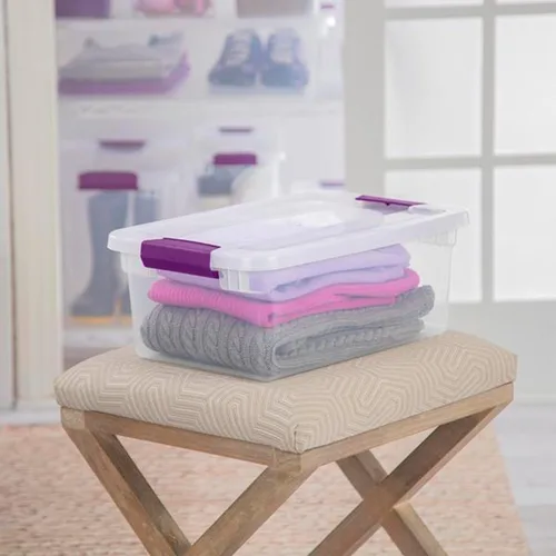 Vista 8 de Sterilite - Caja de almacenamiento apilable de plástico transparente de 15cuartos de galón de capacidad con tapa con trabillas (paquete de 36)
