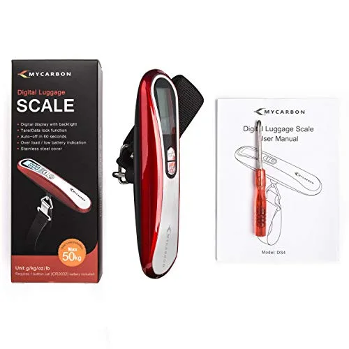 Vista 7 de MYCARBON Báscula de equipaje digital colgante para equipaje, báscula de peso portátil de viaje, báscula de pesaje de maleta con pantalla LCD