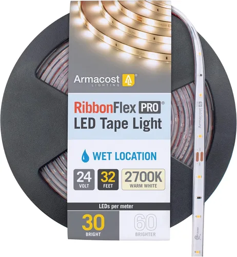 Vista 10 de Armacost Lighting RibbonFlex Pro - Cinta de luz LED IP67 para exteriores (24 voltios, 30 LEDs/metro)