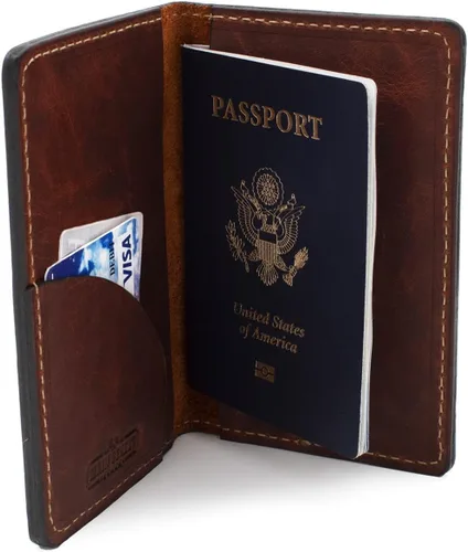 Vista 6 de Funda de cuero para pasaporte para hombre, fabricada en Estados Unidos, funda para notas de campo de 3.5 x 5.5 pulgadas, Mordedura de serpiente