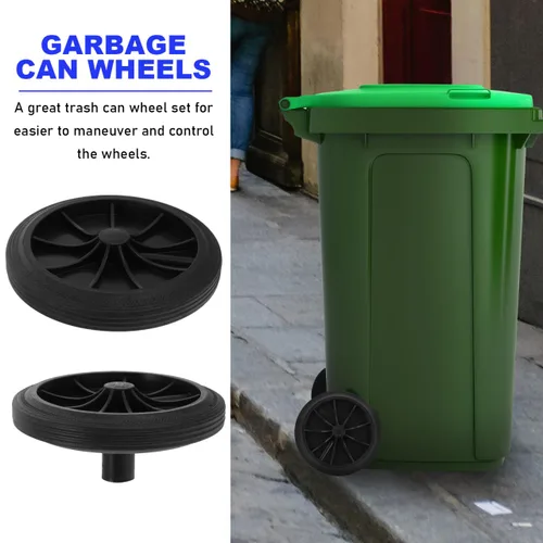 Vista 2 de Cabilock Juego de repuesto de ruedas de cubo de basura, ruedas de goma de 7 pulgadas para contenedores de basura al aire libre, accesorios de fácil