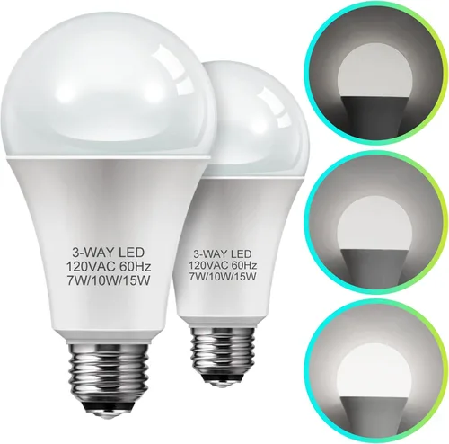LOHAS - Bombillas LED de 3 vías, equivalente a 50 100 150 W, luz blanca diurna 5000K, bombillas A19 de tres vías, bombillas LED de base E26 para