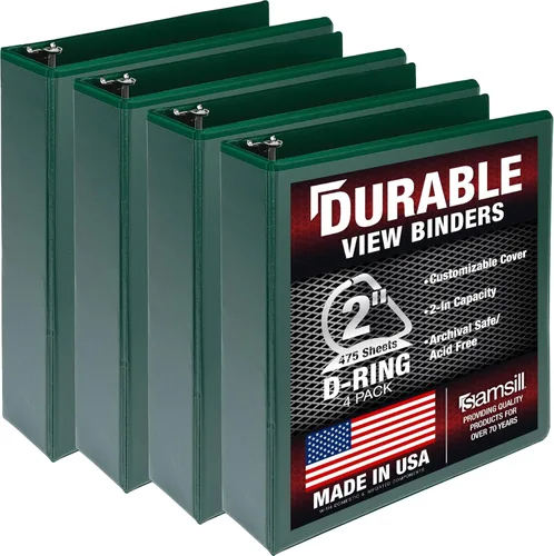 Vista 59 de Samsill - Carpeta duradera de 5 pulgadas, fabricada en los Estados Unidos, con anillos en D, transparente y personalizable, color blanco