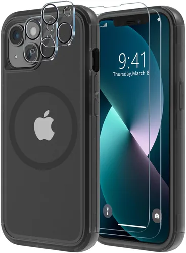 Vista 30 de Diverbox - Funda para iPhone 13 a prueba de golpes, caídas y polvo, funda de protección resistente para iPhone 13 de Apple, color negro