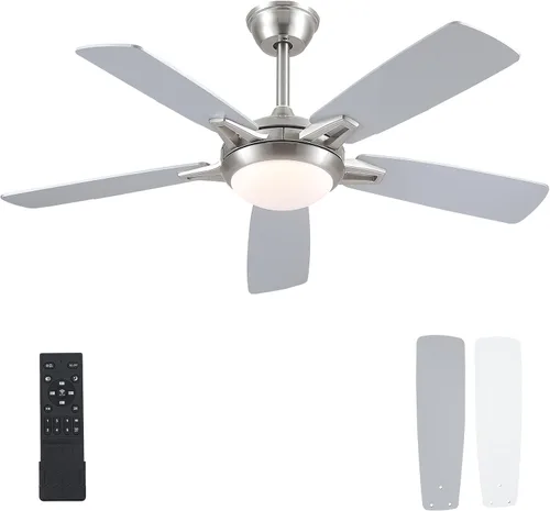 Vista 13 de Kviflon Ventiladores de techo con luces y control remoto, ventilador de techo moderno de 46 pulgadas con luz, ventiladores de techo negros
