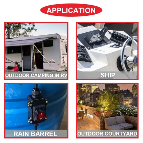 Vista 7 de 2 interruptores de cable en línea IP66 a prueba de agua DPST 12 V CC 20 A DPST 4 pines 2 posiciones de encendido y apagado al aire libre interruptor