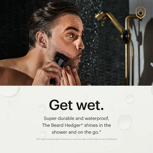 Vista 3 de MANSCAPED The Beard Hedger - Cortadora de barba para hombre, rueda de hoja ajustable de 20 longitudes, hoja en T de acero inoxidable para recortar