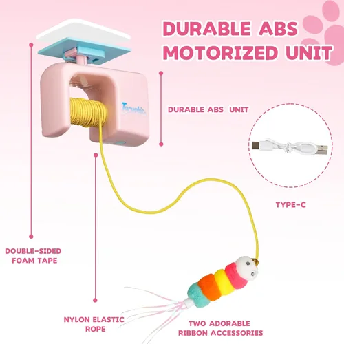 Vista 3 de Juguete interactivo para gatos de interior, juguete automático para colgar en la puerta con diseño desmontable, juguetes de gatitos para gatos