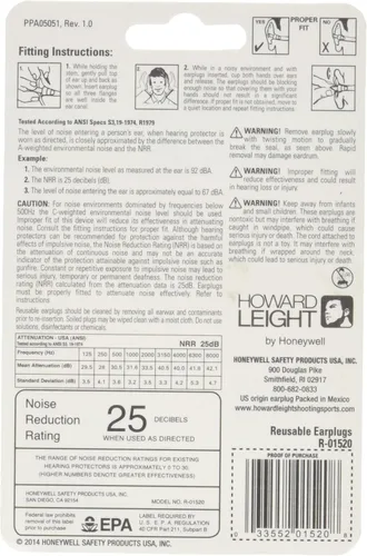 Vista 2 de Howard Leight by Honeywell SmartFit - Tapones para los oídos reutilizables con cable, 2 pares (R-01520), naranja con azul