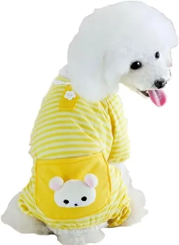 S-Lifeeling Ropa para cachorros - Pijama cómodo para perros con rayas (XS, amarillo)