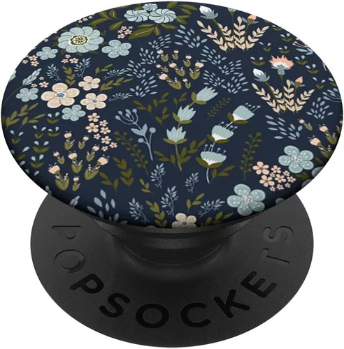 Flores de color verde oliva azul claro con diseño floral personalizado – PopSockets agarre y soporte para teléfonos y tabletas