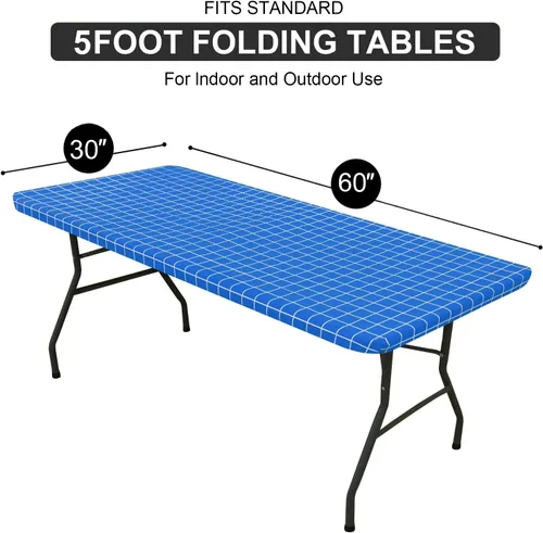 Vista 385 de Mantel rectangular, manteles de plástico elásticos ajustables con parte trasera de franela para mesas de 4 pies, manteles de vinilo impermeables