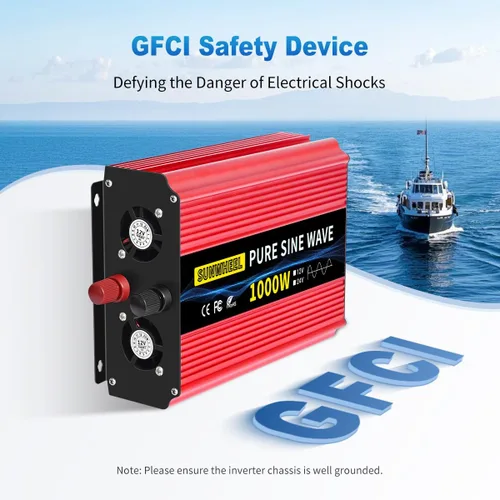 Vista 5 de SUNWHEEL Inversor de onda sinusoidal pura de 500 W, CC 12 V a CA 110 V/120 V, inversor de potencia para automóvil con 2 salidas de CA y pantalla LCD