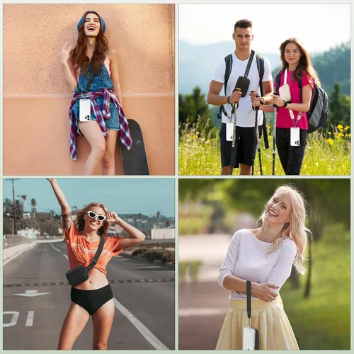 Vista 6 de YFWE Correa de clip and go para teléfono con cartera cruzada, cordón ajustable para teléfono con cartera RFID desmontable, correa universal