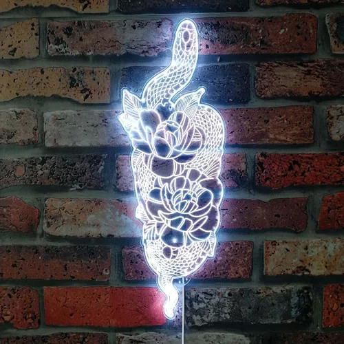 Vista 8 de ADVPRO Flor con tatuaje de serpiente RGB Dynamic Glam LED Sign - Forma de corte a borde - Decoración de pared 3D inteligente - Iluminación dinámica