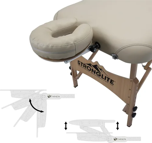 Vista 4 de STRONGLITE Olympia - Mesa de masaje portátil - Mesa de tratamiento todo en uno con base facial ajustable, almohada, cojín medio redondo y funda