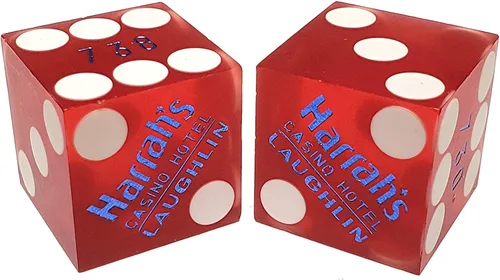 Cyber-Deals Amplia selección de dados de 0.748 in - Auténticos dados de mesa de casino de Nevada (Harrah's (Laughlin) - Rojo escarchado, no