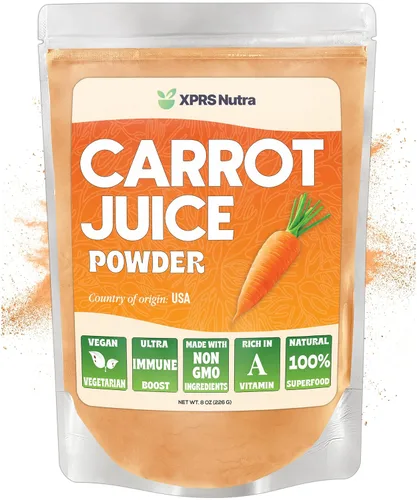 XPRS Nutra Polvo de jugo de zanahoria 100% natural, polvo de zanahoria puro de los Estados Unidos, ideal para jugo y batido, alto en vitamina A,