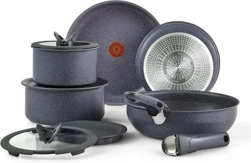 Vista 14 de T-fal Ingenio Essentials - Juego de utensilios de cocina con mango desmontable/extraíble de 11 piezas, granito titanio antiadherente, inducción