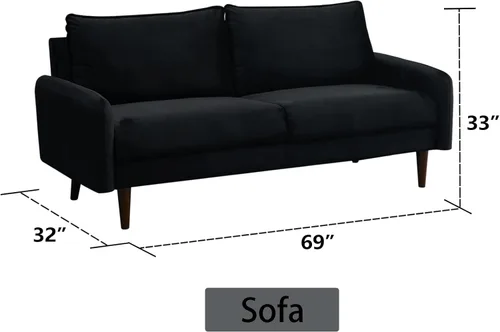 Vista 25 de INSTORY Sofá de terciopelo Sofá moderno de mediados de siglo con patas de madera para sala de estar - Beige