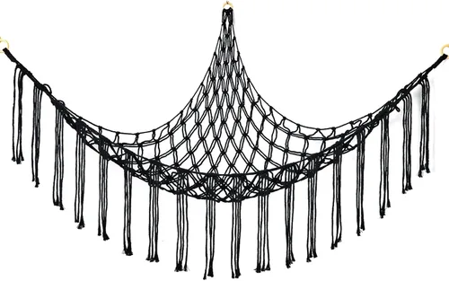 Vista 10 de Hamaca esquinera de animales de peluche, hamaca grande tejida a mano con anillos de madera, almacenamiento de animales bohemios para guardería