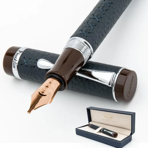 Vista 13 de Conklin Duragraph - Pluma estilográfica ámbar, punta media de oro macizo de 14 quilates, elegante herramienta de escritura con acabado ámbar cálido